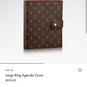 Louis Vuitton Large Agenda book. Travel and notes section included.